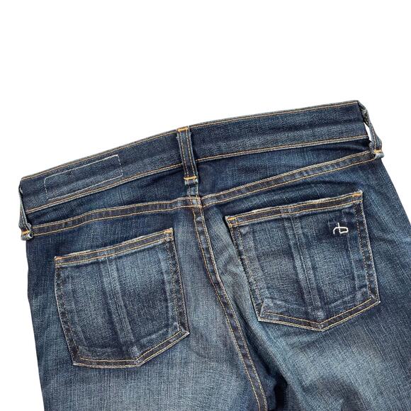 rag & bone Jeans Womens Size 25 Skinny Leg Dark Wash Distressed Ripped Low Rise - Picture 1 of 16